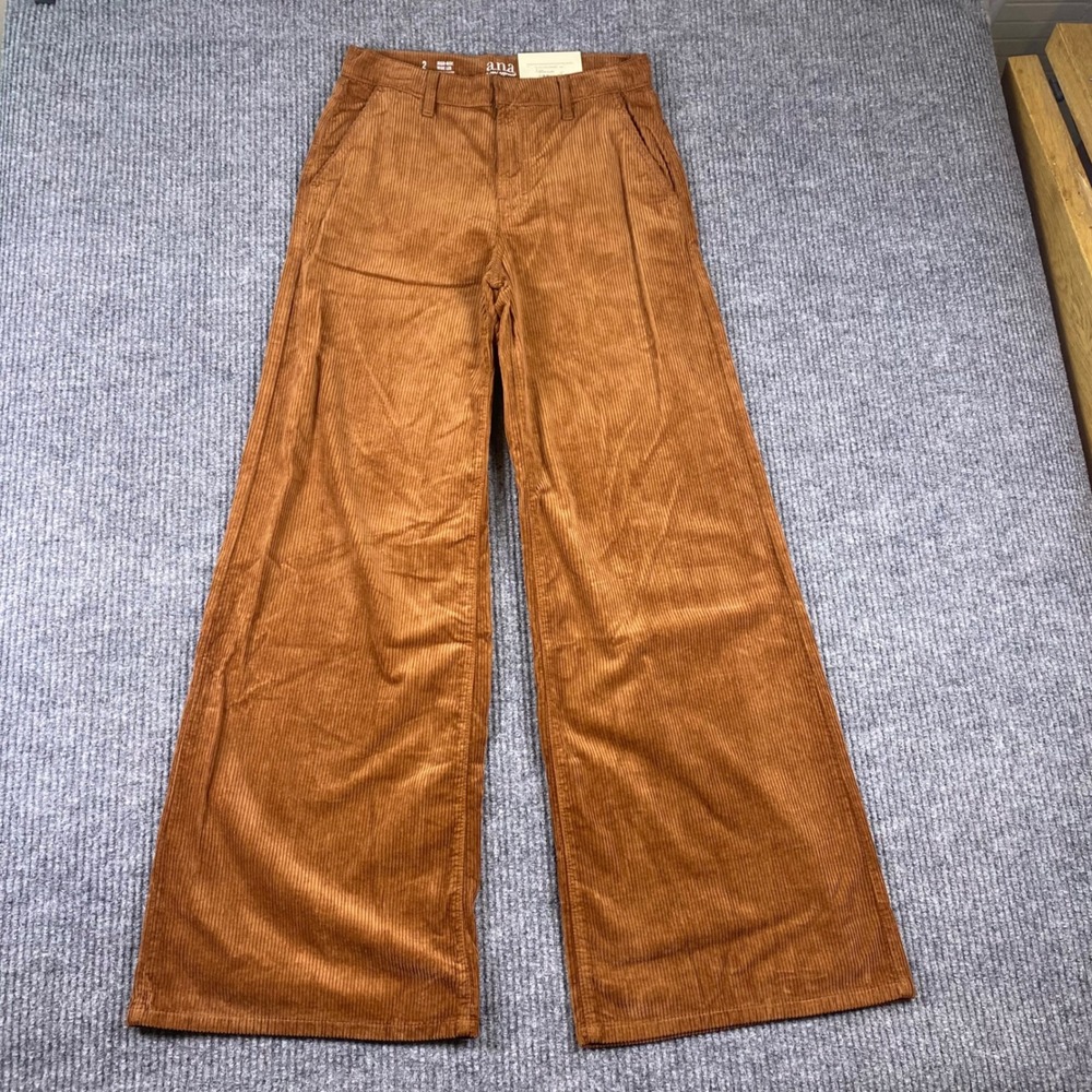 a.n.a Corduroy Pants Womens 2 Brown High Rise Wide Leg Retro Boho